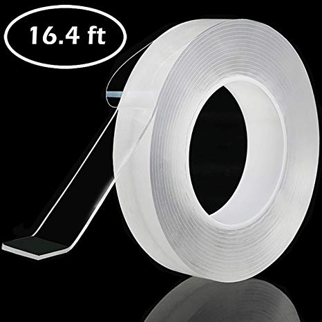 LLMoon Nano Double Sided Adhesive Tape, Reusable Washable Traceless Transparent Tape Removable Tapes for Household Industrial Mounting Tape(2MM/16.4Ft)