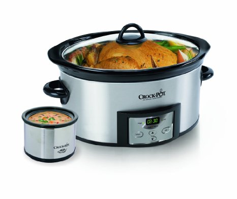 Crock-Pot SCCPVC605-S 6-Quart Countdown Oval Slow Cooker with Dipper Stainless Steel