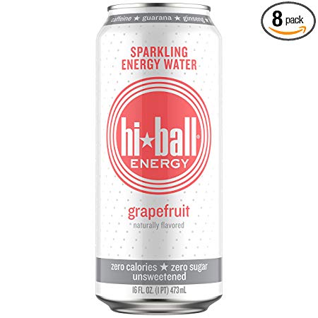 Hiball Energy Grapefruit Sparkling Energy Water, Zero Sugar and Zero Calorie Energy Drink, 16 Fluid Ounce Cans, 8 Count