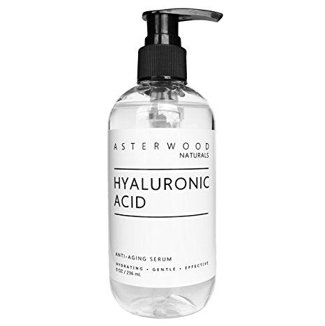 Pure Organic Hyaluronic Acid 20% Serum 8 oz - Anti Aging, Anti Wrinkle - Original Face Moisturizer for Dry Skin & Fine Lines - Leaves Skin Full & Plump - ASTERWOOD NATURALS - 8 Ounce Pump Bottle