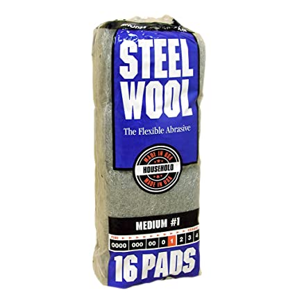 Rhodes American Household Steel Wool16 pad, Medium Grade #1, 16 Pads