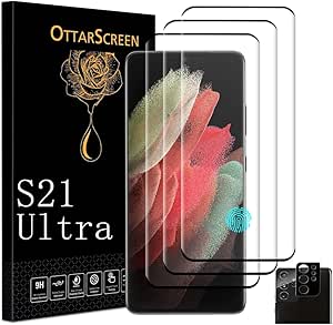 Galaxy S21 Ultra Screen Protector, Tempered Glass Screen Protector, 1 Pack Tempered Glass Camera Lens Protector, 9H Hardness Tempered Glass Screen Protector for Samsung Galaxy S21 Ultra 5g【3 1 Pack 】