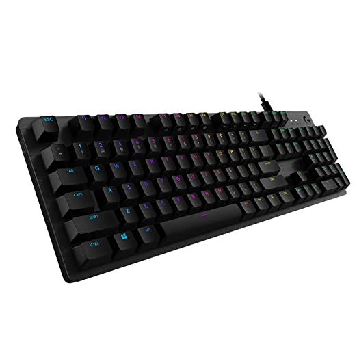 Logitech G512 Mechanical Gaming Keyboard,RGB Lightsync Backlit Keys,GX Brown Tactile Key Switches,Brushed Aluminum Case,Customizable F-Keys,USB Pass Through - Black