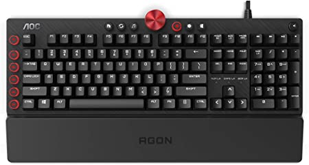 AOC AGON AGK700 Gaming Keyboard - PC Keyboard with English Layout and Cherry MX Red Switches, Anti-Ghosting, N Key Rollover and Programmable AOC G-Tools Software, Black