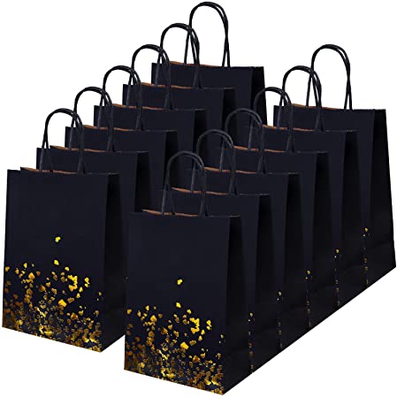 Tupa 20 Pieces Heart Bronzing Paper Party Bags Kraft Paper Bag Bride Gift Bag Hen Party Bags with Handle for Party Favors (Style B)