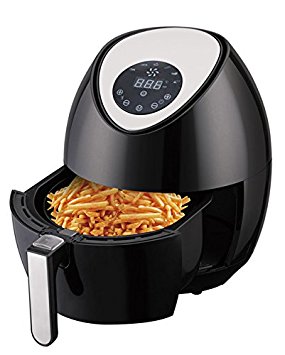 Ivation Multifunction Electric Air Fryer with Digital LED Touch Display Featuring 7 Cooking Presets Menu, Timer and Temperature Control - for Healthy Frying with Little to No Oil, 1400W – Black