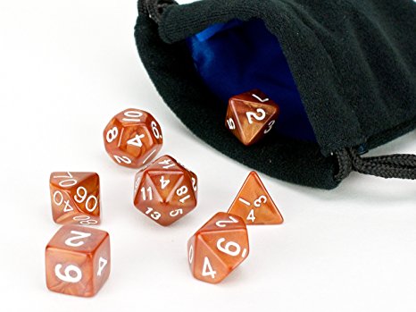 Polyhedral Dice Set | 7 Piece Copper Color Solid (opaque) | PRISTINE Edition | FREE Carrying Bag | Hand Checked Quality | Money Back Guarantee