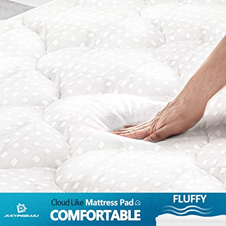 JUEYINGBAILI Mattress Pad Full Mattress Topper - Quilted Fitted Cooling Full Mattress Pads - Overfilled with Breathable Snow Down Alternative Filling
