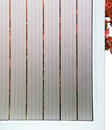 Concus-T Static Cling No Adhesive Vinyl Premium Decorative Frosted Stripes Privacy Window Film Glass Covering Film 35.43"x78.74" Roll