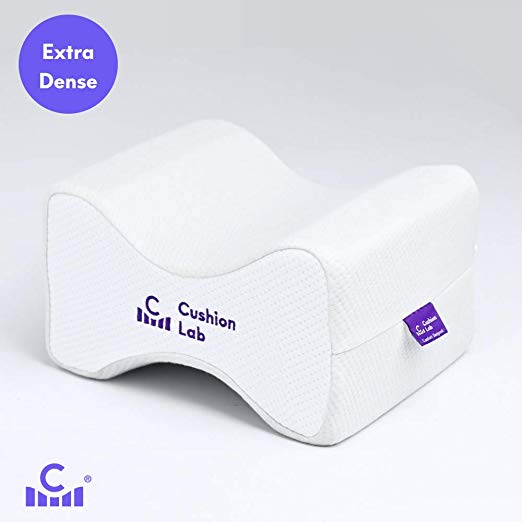 Cushion Lab Extra Support Orthopedic Knee Pillow for Side Sleepers – Healthy Alignment Leg Pillow for Sleeping – Hip, Pregnancy, Sciatica, Back Pain Relief - Memory Foam Contour Wedge – Large Size