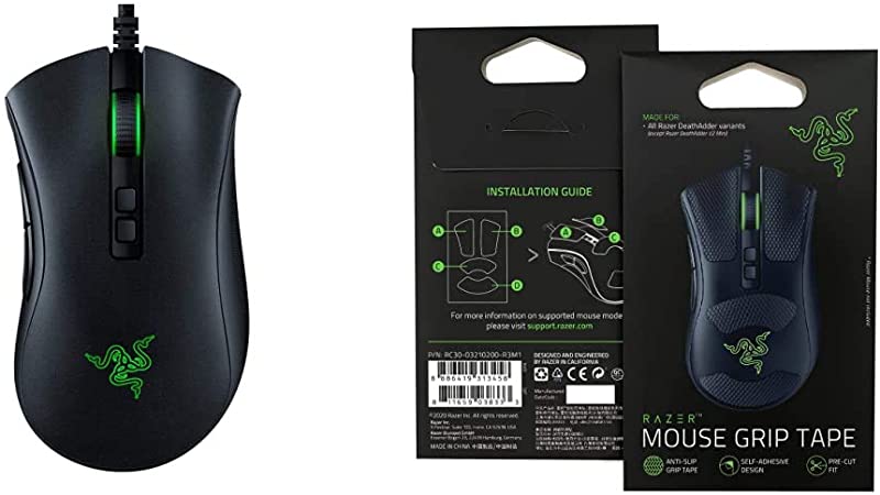 Razer DeathAdder v2 Gaming Mouse   Mouse Grip Tape Bundle