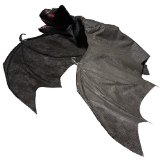 Prextex Giant 30 Animated Hanging Bat 30 Wing Span Halloween Decoration with Maniacal Laugh and Screams Built-in Motion Sensor That Detects Voice Vibration and Responds with Loud Creepy Screams and Laughs Great Halloween Decoration