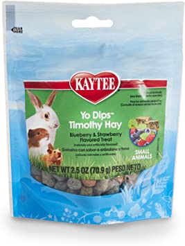 Kaytee Fiesta Blueberry and Strawberry Flavor Yogurt Dipped Timothy Hay for Small Animals, 2.5-oz bag