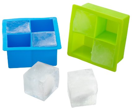Kuuk Silicone Large Ice Cube Mold Tray (Twin Pack) Blue and Green