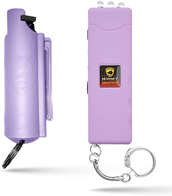 Guard Dog Pepper Spray Stun Gun Combo Pack - Self Defense Keychain Set, Personal Safety Devices for Women, Home Defense & Self Defense Kit - Lilac