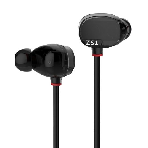 KZ ZS1 IEM Sports Headphones with Dual Drivers, Extra Bass and Wide Sound Field, Standard Edition