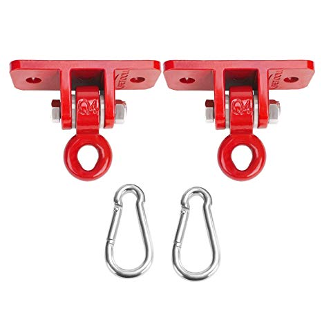 BETOOLL 2400 lb Capacity Heavy Duty Swing Hangers with Locking Snap Hooks for Wooden or Cement Wall, Hanging Yoga, Porch, Swings, Playground Hooks Kit, Swing Set Accessories Set of 2 Red