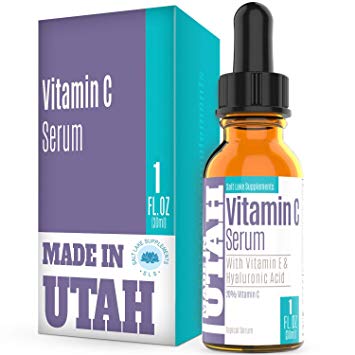 Vitamin C Serum for Face and Skin Rejuvenation with Hyaluronic Acid and Vitamin E Battles Signs of Aging by Moisturizing & Boosting Antioxidant Levels for Wrinkle-Free & Younger Skin - 1 fl oz