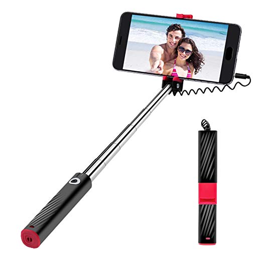 Mini Selfie Stick，atongm Selfie Stick Compatible with iPhone/Android Gifts for Her/Girls/Boys (Black)