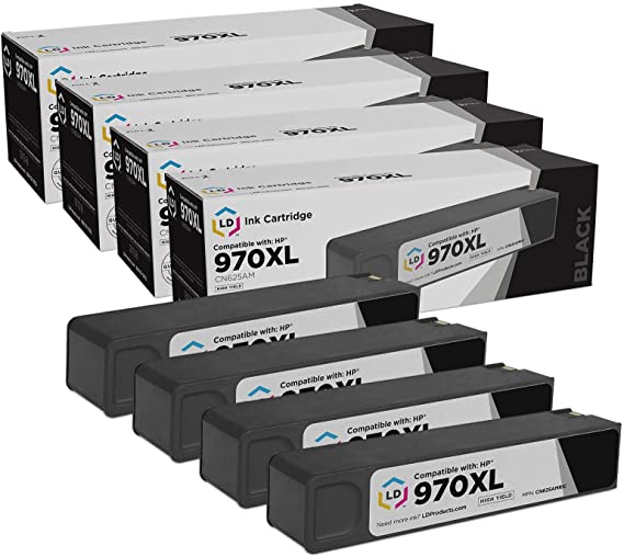 LD Remanufactured Ink Cartridge Replacement for HP 970XL CN625AM High Yield (Black, 4-Pack)