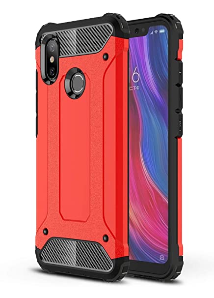 Taiaiping Armor Series for Xiaomi Mi 8, Full Body Defender Phone Case Cover Xiaomi Mi 8 (Red)