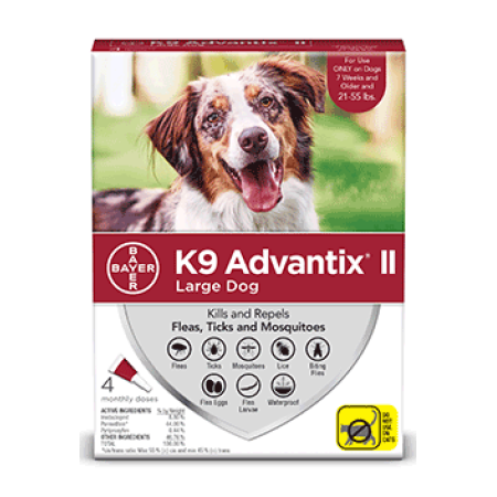 K9 Advantix II Flea and Tick Treatment for Large Dogs, 4 Monthly Treatments