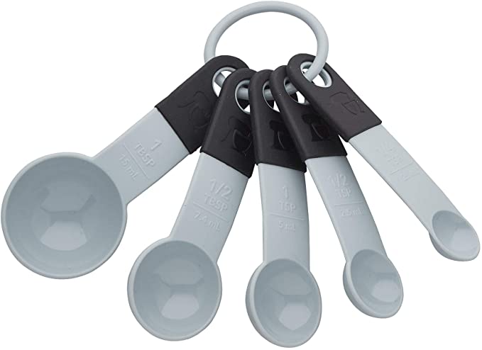 KitchenAid KE057OHMYA Classic Measuring Spoons, Set of 5, Misty Blue/Black