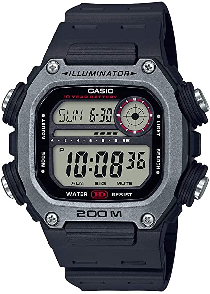 Casio 10 Year Battery Quartz Watch with Resin Strap, Black, 27.2 (Model: DW-291H-1AVCF)