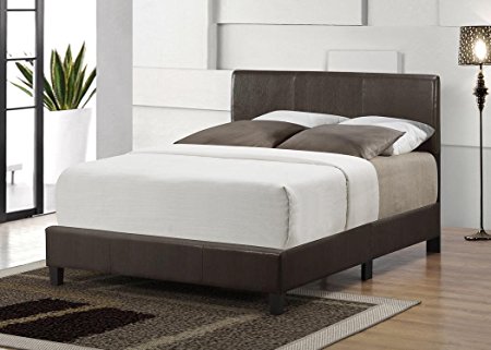 Luca Platform Bed with Faux Leather Headboard/Footboard and Rails, (Full)