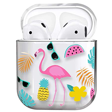AirPods Case,Cute Clear Smooth TPU [No Dust] Shockproof Cover Case for Apple Airpods 2 &1,Kawaii Fun Cases for Girls Kids Teens Air pods (Flamingo)