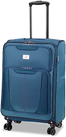 Verdi 24 Inch Luggage – Expandable Durable Softside Lightweight Suitcase with 8-wheel Spinners Medium Checked-Size Bag teal