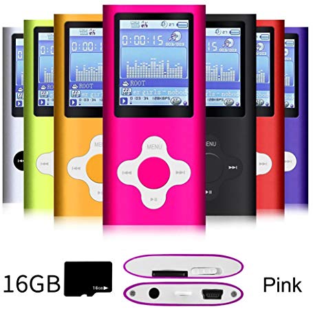 G.G.Martinsen White on Pink Versatile MP3/MP4 Player with a Micro SD Card, Support Photo Viewer, Mini USB Port 1.8 LCD, Digital MP3 Player, MP4 Player, Video/Media/Music Player