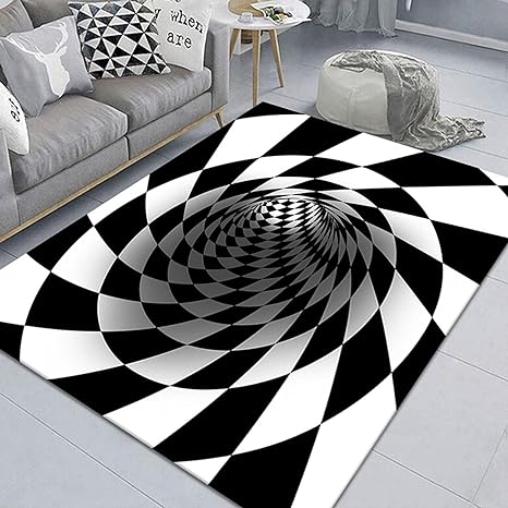 Optical Illusion Rug Fun Sensation of Falling Area Rugs for Bedroom Living Room Geometric Doormat Carpet 47x31 inch