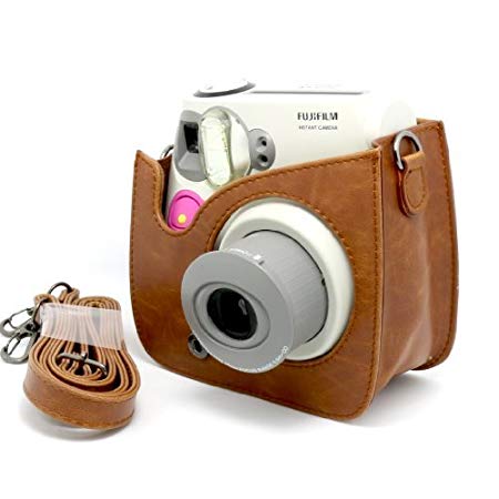 CAIUL Compatible Comprehensive Protection Case for Fujifilm Instax MINI 7s and Polaroid PIC-300 Camera (Brown)