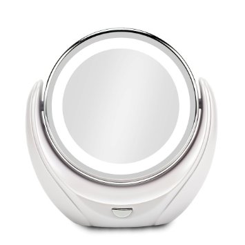 Aootek 360° Rotating LED Lighted Makeup Mirror, 1X and 5X Magnification