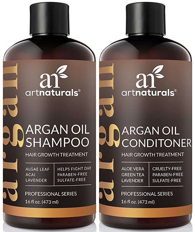 ArtNaturals Moroccan Argan Oil Hair Loss Shampoo & Conditioner Set - (2 x 16 Fl Oz / 473ml) - Sulfate Free Hair Regrowth - Treatment for Hair Loss, Thinning Hair & Hair Growth, Men & Women