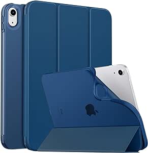 MoKo Case for New iPad 10th Generation Case 2022, iPad 10.9 Case with Soft TPU Translucent Frosted Back Cover, Slim Shell Stand Case with Auto Wake/Sleep, Support Touch ID, Dark Sea Blue