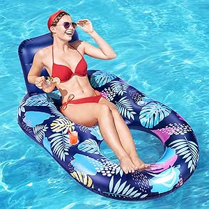 MoKo Inflatable Pool Floats Adult, Pool Lounge Floating Chair with Cup Holders Inflatable Floats Rafts Swimming Pool Floaties Toys for Lake Beach Pool Garden Backyard Party