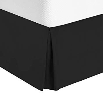 Nestl Bedding Pleated Bed Skirt - Luxury Microfiber Dust Ruffle, 14” Tailored Drop, Cal King, Black