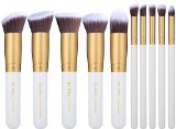 BS-MALLTM Premium Synthetic Kabuki Makeup Brush Set Cosmetics Foundation Blending Blush Eyeliner Face Powder Brush Makeup Brush Kit Bamboo Silver
