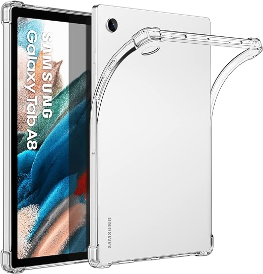 MoKo Case Fits Samsung Galaxy Tab A8 10.5 Inch 2021(SM-X200/SM-X205/SM-X207), Ultra Clear Soft Flexible Transparent TPU Skin Bumper Back Cover Shell, Clear