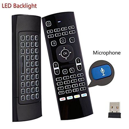 Backlit Air Mouse Keyboard Kodi Remote MX3 Pro, 2.4Ghz Mini Wireless Android TV Control & Infrared Learning Microphone for Computer PC Android TV Box By Dupad Story