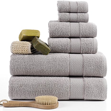 ixirhome Turkish Towel Set 6 Piece,100% Cotton, 2 Bath Towels, 2 Hand Towels and 2 Washcloths, Machine Washable, Hotel Quality, Super Soft and Highly Absorbent by (Beige)