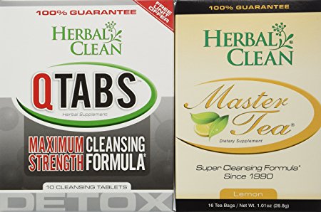 Herbal Clean Bundle - 2 Items Fast Detox (1) Qtabs & (1) Master Tea W/ Creatine Tablets By - For Ultimate Quick Emergency Detoxification   Pre Detox And Post Detox With Master Tea To Get Absolutely Clean Today - Detoxify Safe With Herbal All Natural Ingredients by Herbal Clean