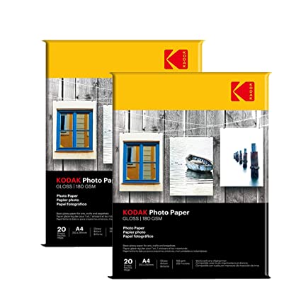 Kodak 180 GSM A4 210x297mm Photo Paper High Glossy – Pack of 2 (40 Sheets)