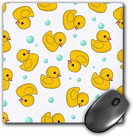 3drose Cute Rubber Ducky Pattern On White Yellow Ducks Soap Bubbles Duckies - Mouse Pad
