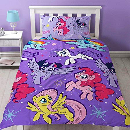 My Little Pony Movie Repeat Print Design Adventure Duvet Cover Set, 2 Piece UK Single/US Twin Sheet Set, 1 x Double Sided Sheet and 1 x Pillowcase