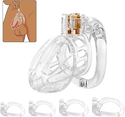 Male Chastity Device Cock Cage - UTIMI Lightweight Vertical Invisible Lock Chastity Cage for Men with 4 Active Rings & 2 Keys Adult Sex Toys for Male Penis Exercise and Abstinence