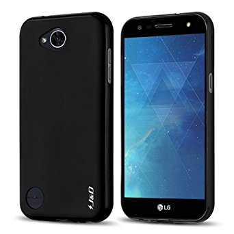 LG X Charge Case, J&D [Drop Protection] [Slim Cushion] [Lightweight Bumper] Shock Resistant Protective TPU Slim Case for LG X Charge, LG X Power 2, LG Fiesta 2, LG Fiesta, LG V7 - Black