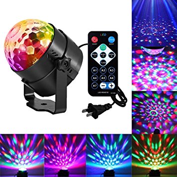 Led Disco Party Lights Ball Lights Zacfton Led Rotating Magic Sound Activated Lights 3W 7-Color Stage Strobe Effect Show Lamp Lighting Bulb Kids Night Lights for Birthday Club Party Holiday Wedding